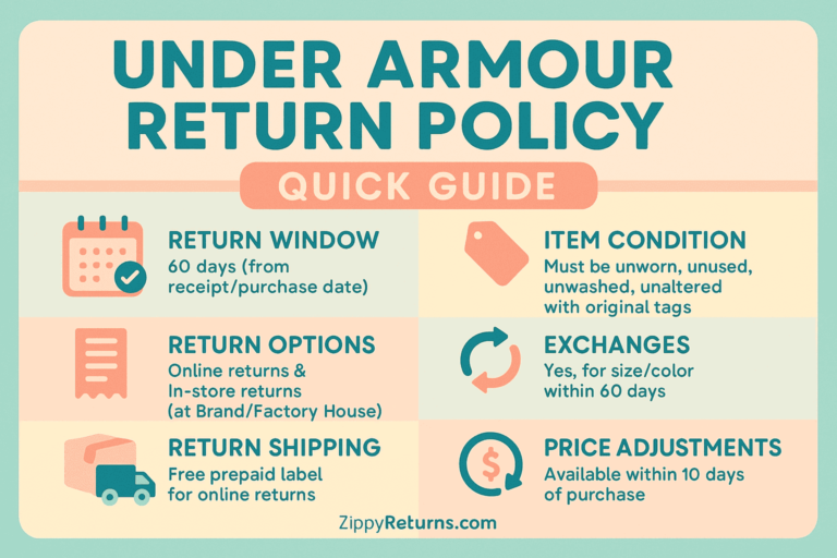 Under Armour Return Policy Overview Infographics
